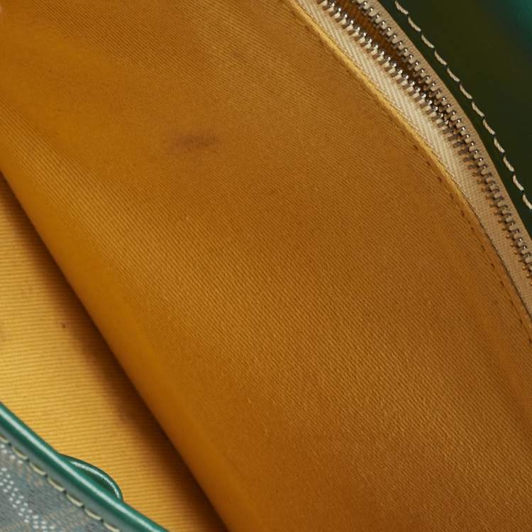 Pre Owned Goyard Green Goyardine Coated Canvas and Leather Belvedere PM Bag