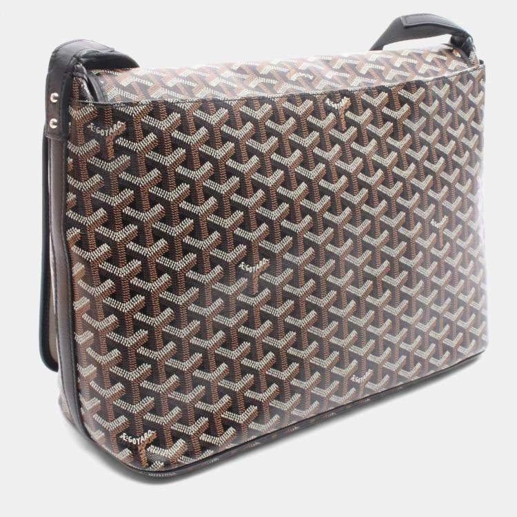 Pre Owned Goyard Capesian Black Multicolor Coated Canvas Leather MM Shoulder Bag