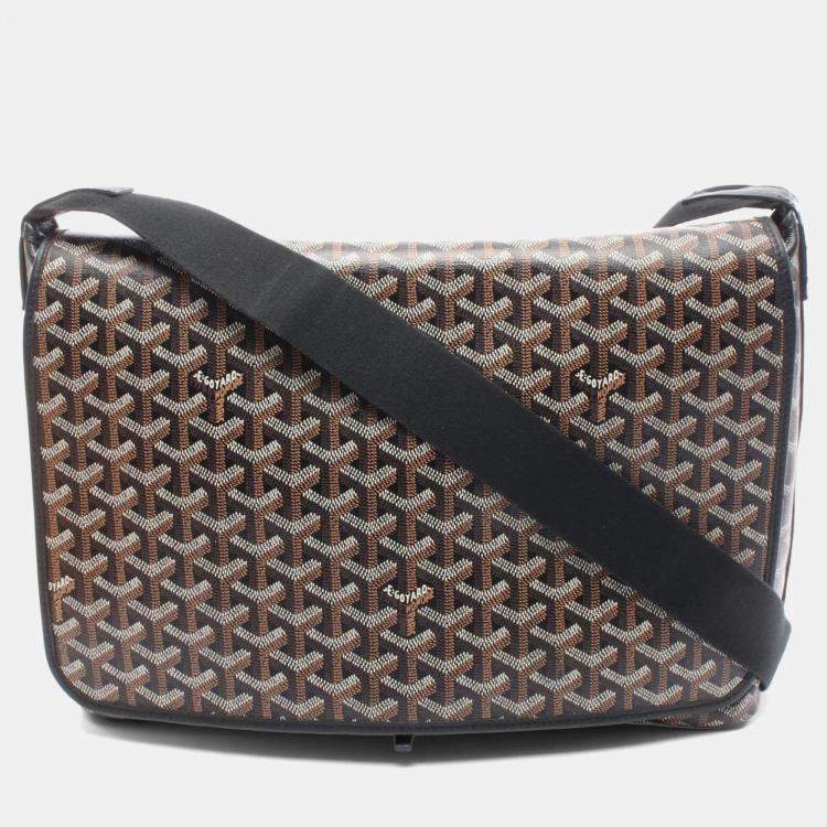 Pre Owned Goyard Capesian Black Multicolor Coated Canvas Leather MM Shoulder Bag