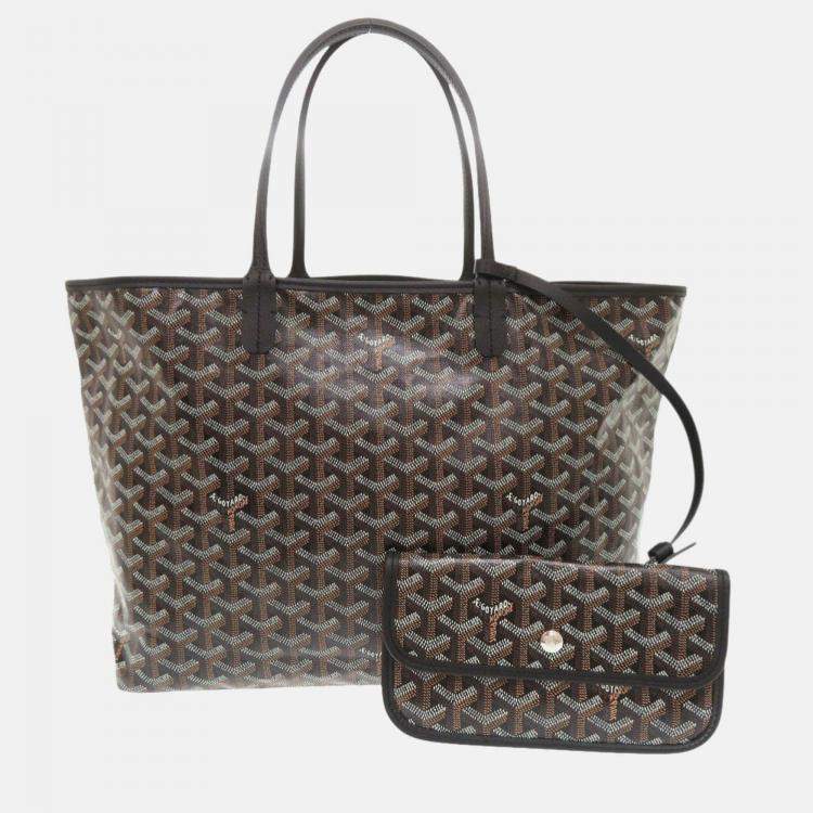 Pre Owned Goyard Saint Louis Pm Pvc-Coated Canvas And Leather Black Tote Bag