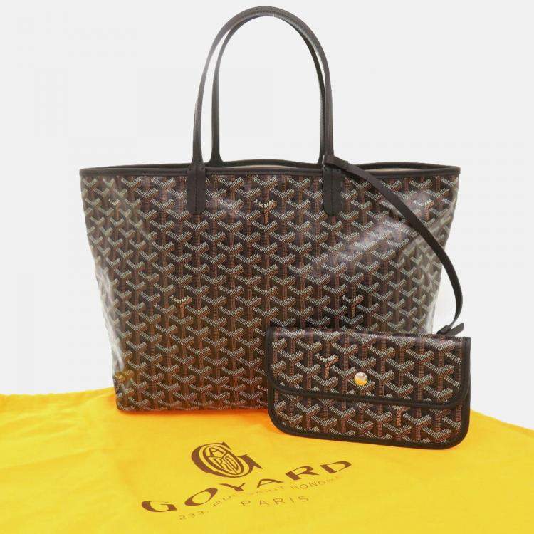 Pre Owned Goyard Saint Louis Pm Pvc-Coated Canvas And Leather Black Tote Bag