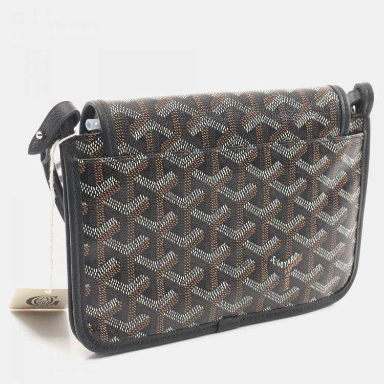 Pre Owned Goyard Plume Pouch Wallet Shoulder Bag Coated Canvas Leather Black Multicolor