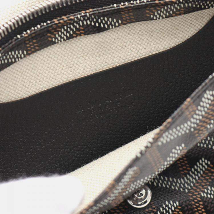 Pre Owned Goyard Plume Pouch Wallet Shoulder Bag Coated Canvas Leather Black Multicolor