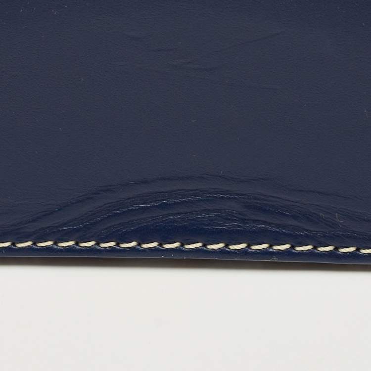 Pre Owned Goyard Navy Blue Goyardine Coated Canvas and Leather Saigon MM Top Handle Bag