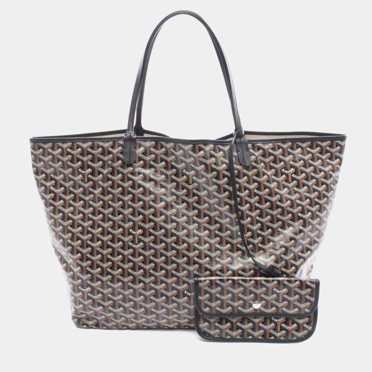Pre Owned Goyard Saint Louis GM Tote Bag Coated Canvas And Leather Black Brown
