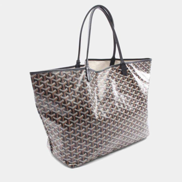 Pre Owned Goyard Saint Louis GM Tote Bag Coated Canvas And Leather Black Brown