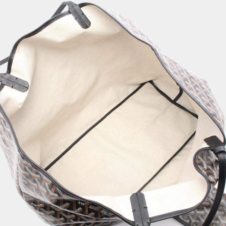 Pre Owned Goyard Saint Louis GM Tote Bag Coated Canvas And Leather Black Brown