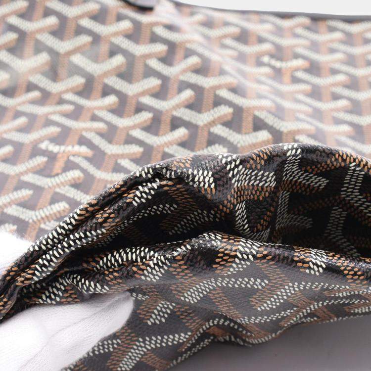 Pre Owned Goyard Saint Louis GM Tote Bag Coated Canvas And Leather Black Brown