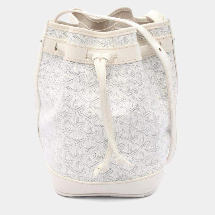 Pre Owned Goyard Petit Flo Shoulder Bag Coated Canvas And Leather White Gray
