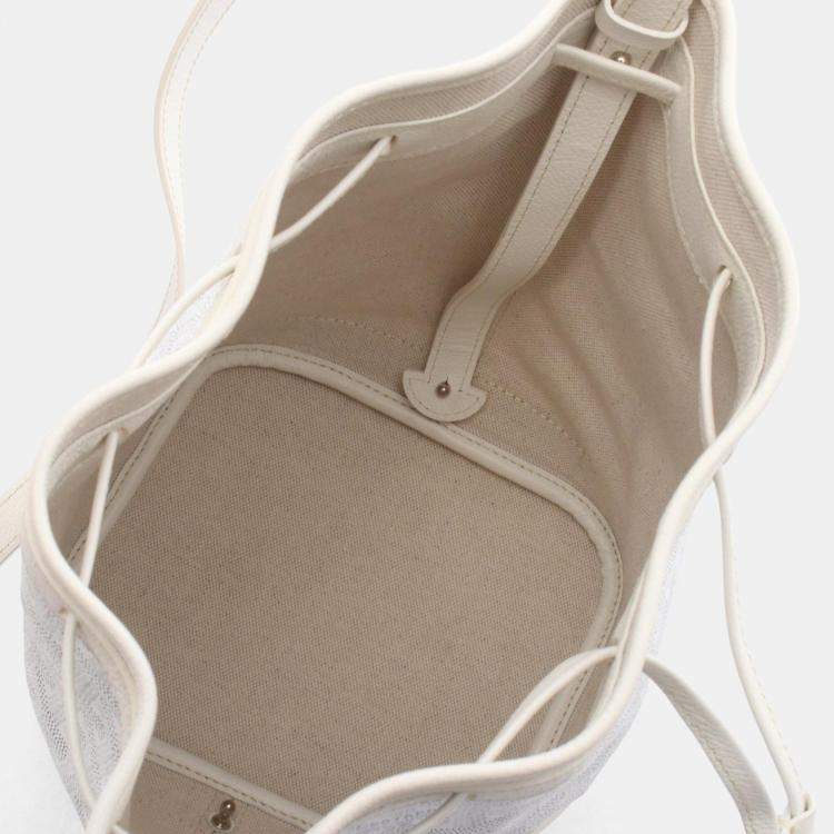 Pre Owned Goyard Petit Flo Shoulder Bag Coated Canvas And Leather White Gray