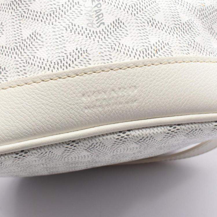 Pre Owned Goyard Petit Flo Shoulder Bag Coated Canvas And Leather White Gray