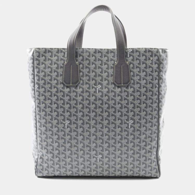 Pre Owned Goyard Sac Voltaire Tote Bag Coated Canvas Leather Gray White