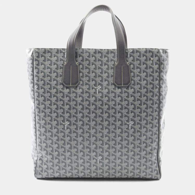 Pre Owned Goyard Sac Voltaire Tote Bag Coated Canvas Leather Gray White