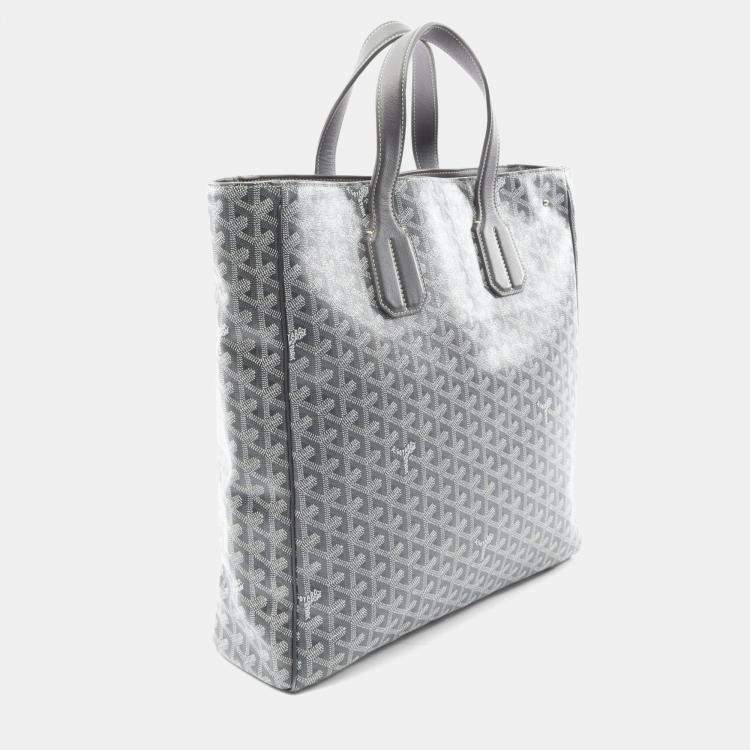 Pre Owned Goyard Sac Voltaire Tote Bag Coated Canvas Leather Gray White