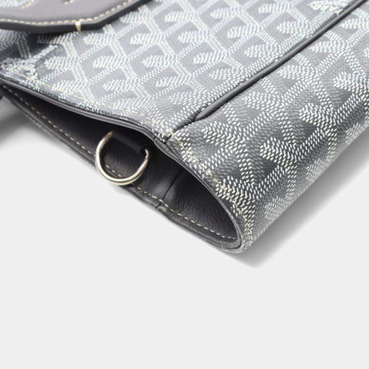 Pre Owned Goyard Sac Voltaire Tote Bag Coated Canvas Leather Gray White