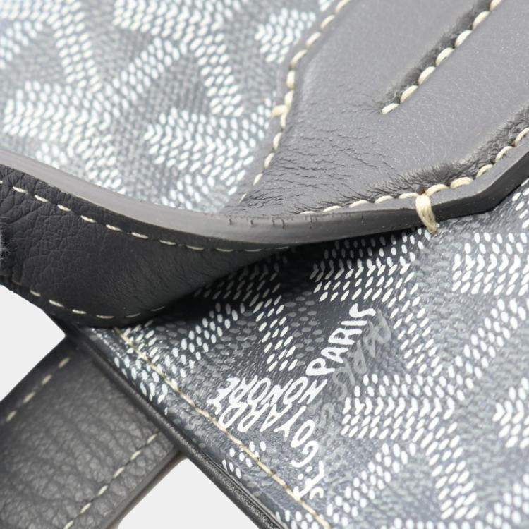 Pre Owned Goyard Sac Voltaire Tote Bag Coated Canvas Leather Gray White
