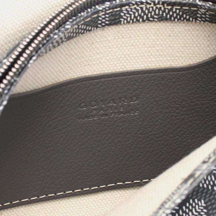 Pre Owned Goyard Plume Pouch Grey White Coated Canvas Leather  Wallet 