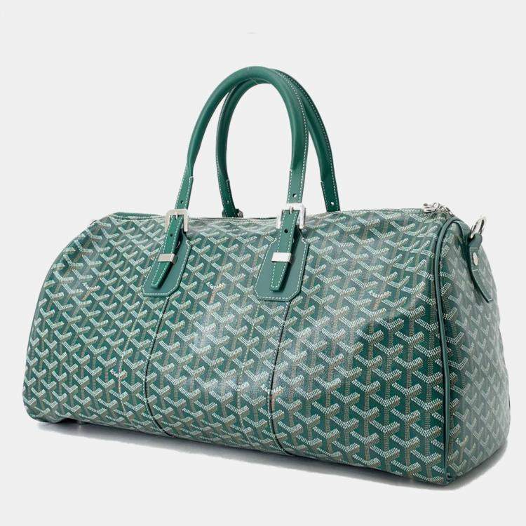 Pre Owned Goyard Jules Travel Bag Green boston Pvc Leather Size 50
