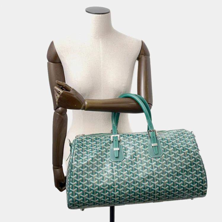 Pre Owned Goyard Jules Travel Bag Green boston Pvc Leather Size 50