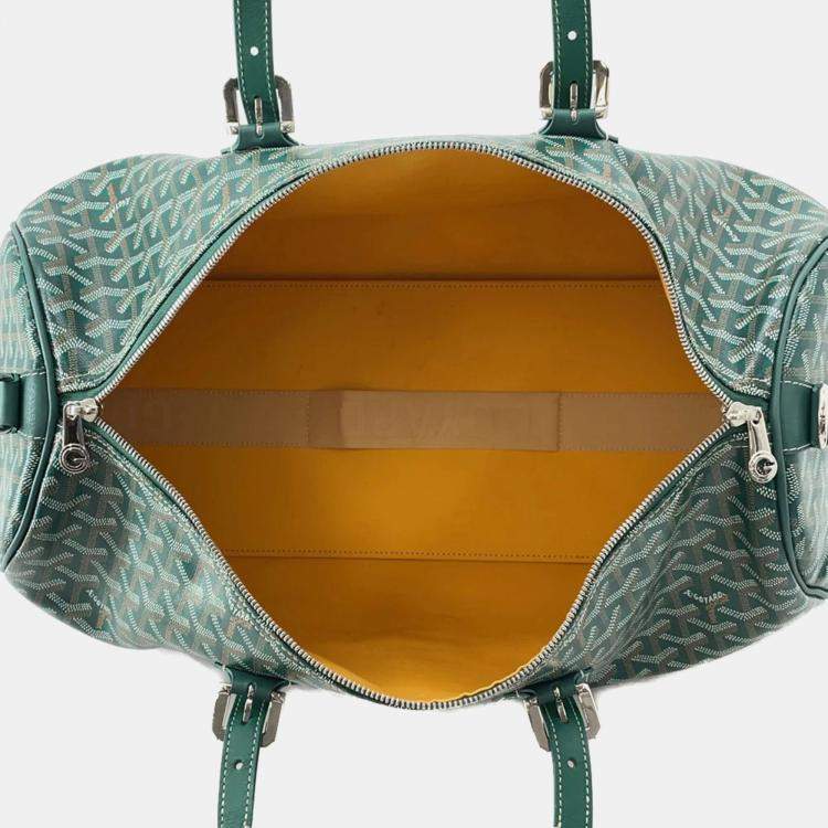 Pre Owned Goyard Jules Travel Bag Green boston Pvc Leather Size 50