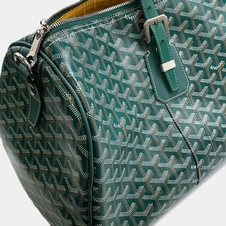 Pre Owned Goyard Jules Travel Bag Green boston Pvc Leather Size 50