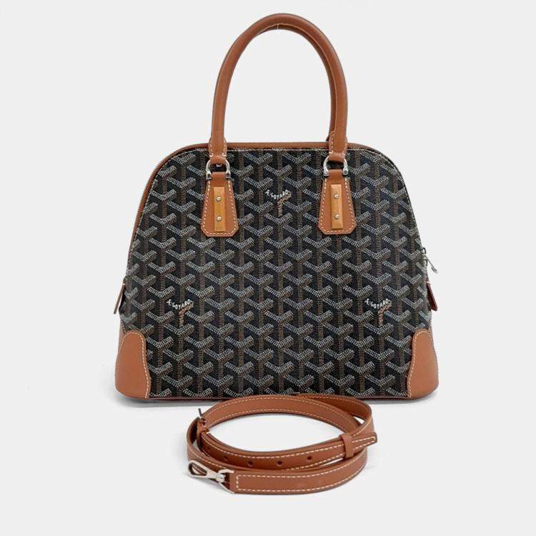Pre Owned Goyard Black Brown PVC Vendome PM bag + strap