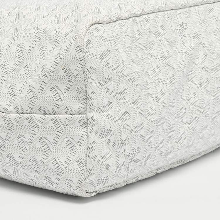 Pre Owned Goyard White Goyardine Coated Canvas and Leather Saint Louis PM Tote