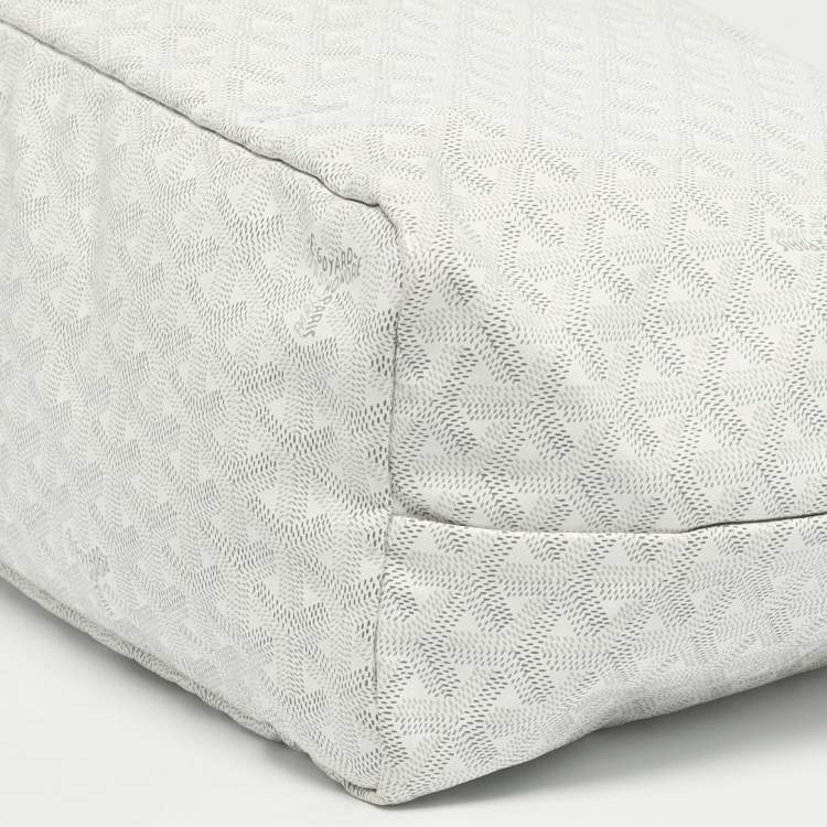 Pre Owned Goyard White Goyardine Coated Canvas and Leather Saint Louis PM Tote