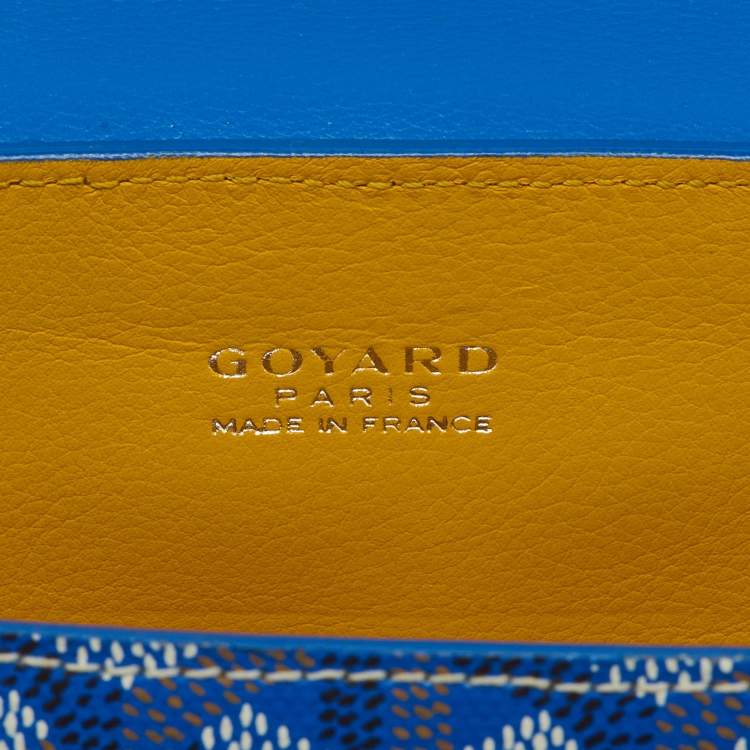 Pre Owned Goyard Blue Goyardine Coated Canvas And Leather Mini Saigon Top Handle Bag