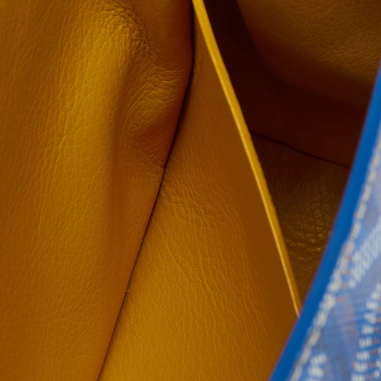 Pre Owned Goyard Blue Goyardine Coated Canvas And Leather Mini Saigon Top Handle Bag