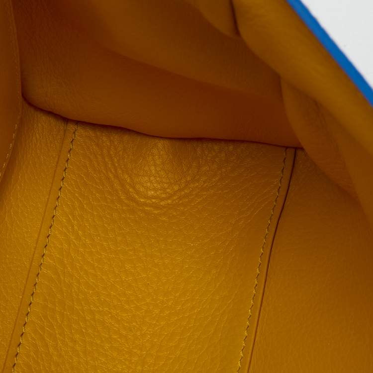 Pre Owned Goyard Blue Goyardine Coated Canvas And Leather Mini Saigon Top Handle Bag