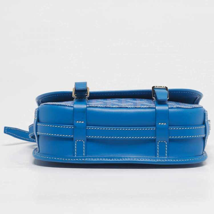 Pre Owned Goyard Blue Goyardine Coated Canvas and Leather Belvedere PM Bag