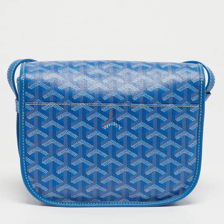 Pre Owned Goyard Blue Goyardine Coated Canvas and Leather Belvedere PM Bag