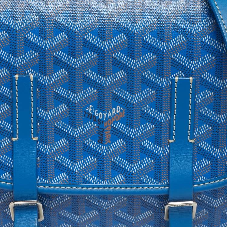 Pre Owned Goyard Blue Goyardine Coated Canvas and Leather Belvedere PM Bag