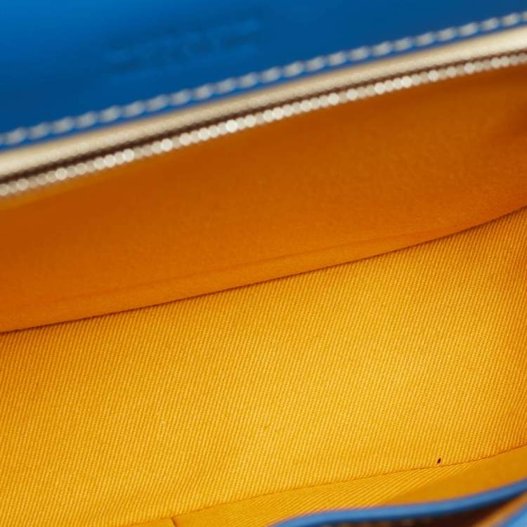 Pre Owned Goyard Blue Goyardine Coated Canvas and Leather Belvedere PM Bag