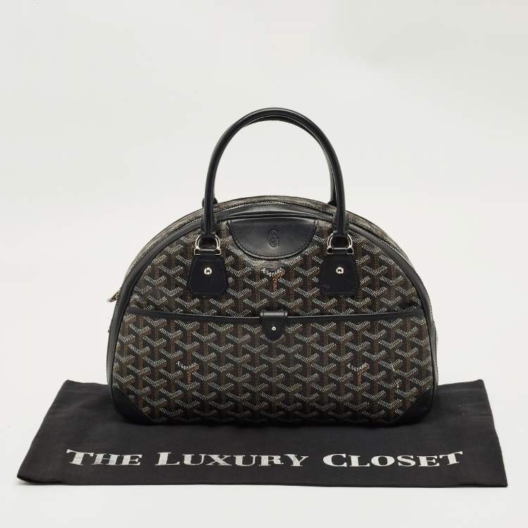 Pre Owned Goyard Black Goyardine Coated Canvas St. Jeanne MM Bowler Bag