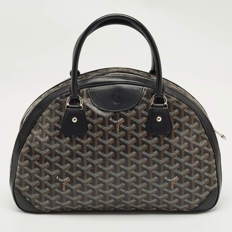Pre Owned Goyard Black Goyardine Coated Canvas St. Jeanne MM Bowler Bag
