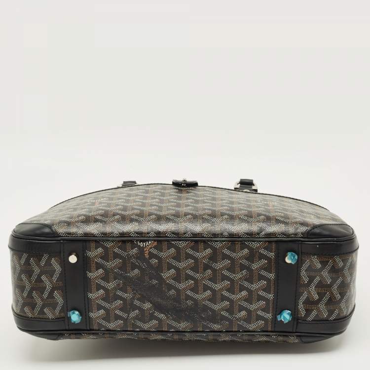 Pre Owned Goyard Black Goyardine Coated Canvas St. Jeanne MM Bowler Bag