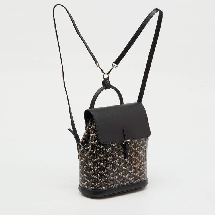 Pre Owned Goyard Black Goyardine Coated Canvas and Leather Mini Alpin Backpack
