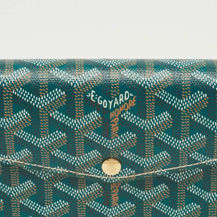 Pre Owned Goyard Green Goyardine Coated Canvas Double Flap Continental Wallet