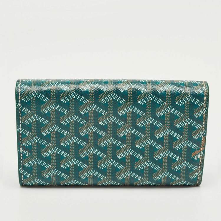 Pre Owned Goyard Green Goyardine Coated Canvas Double Flap Continental Wallet