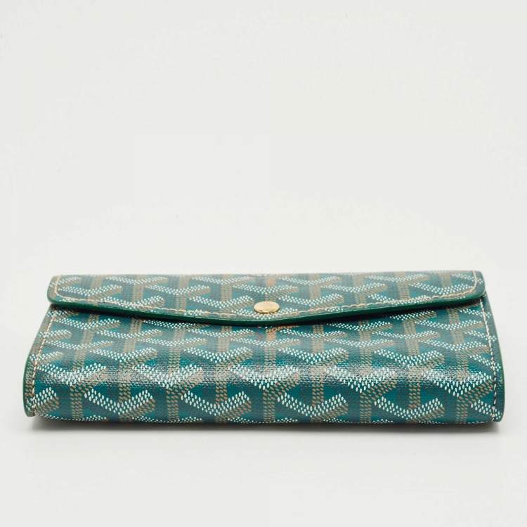 Pre Owned Goyard Green Goyardine Coated Canvas Double Flap Continental Wallet