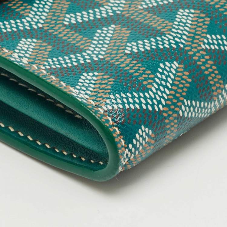 Pre Owned Goyard Green Goyardine Coated Canvas Double Flap Continental Wallet