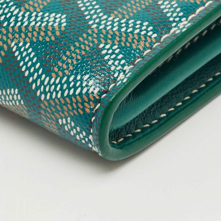 Pre Owned Goyard Green Goyardine Coated Canvas Double Flap Continental Wallet