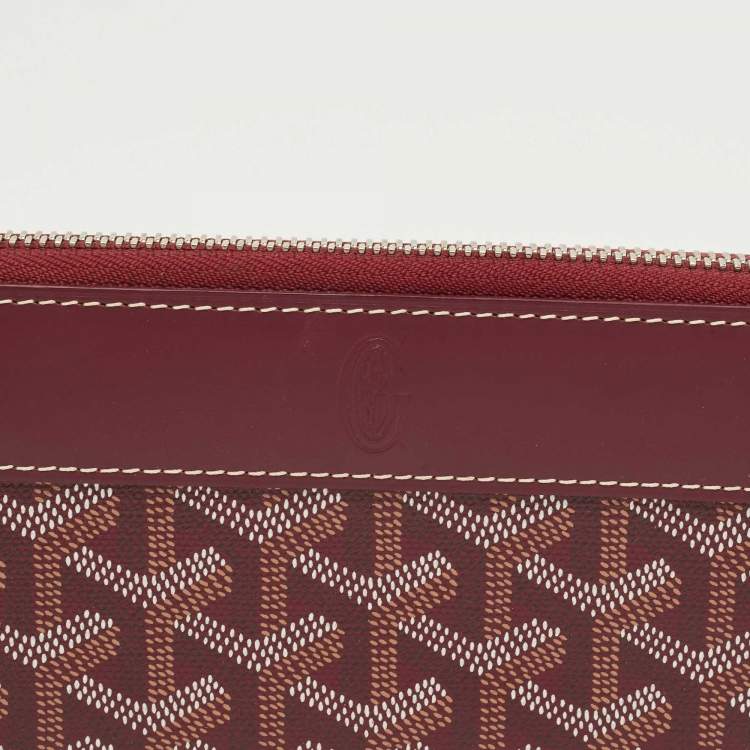 Pre Owned Goyard Burgundy Goyardine Coated Canvas Matignon GM Wallet