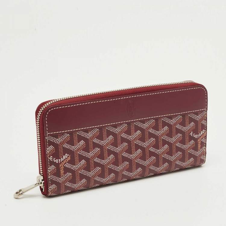 Pre Owned Goyard Burgundy Goyardine Coated Canvas Matignon GM Wallet