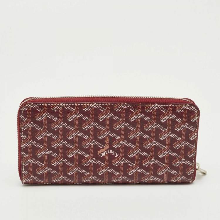 Pre Owned Goyard Burgundy Goyardine Coated Canvas Matignon GM Wallet