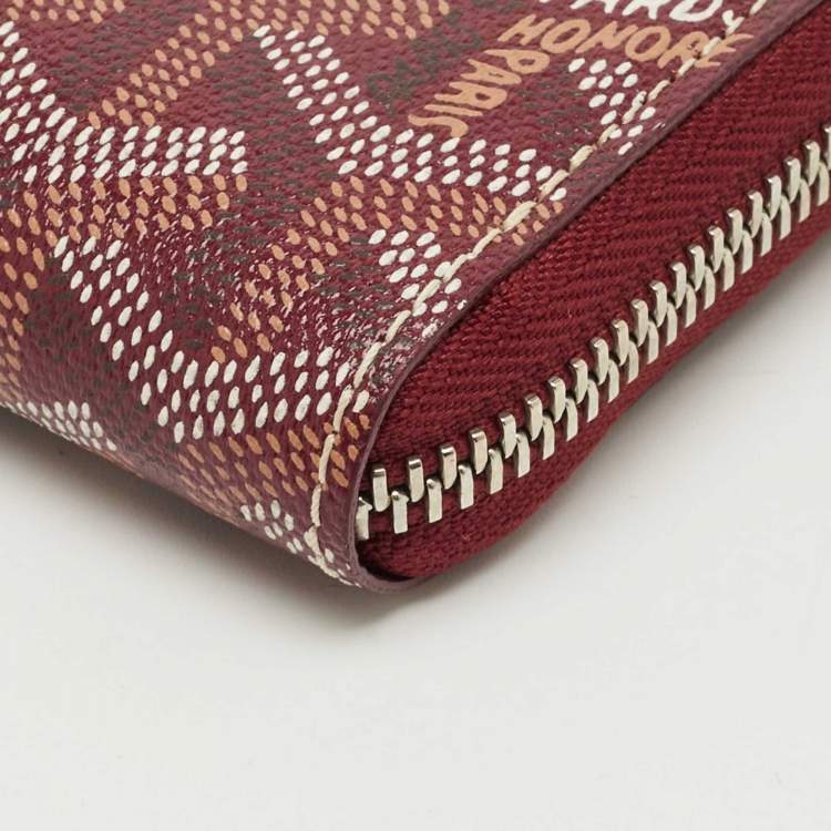 Pre Owned Goyard Burgundy Goyardine Coated Canvas Matignon GM Wallet