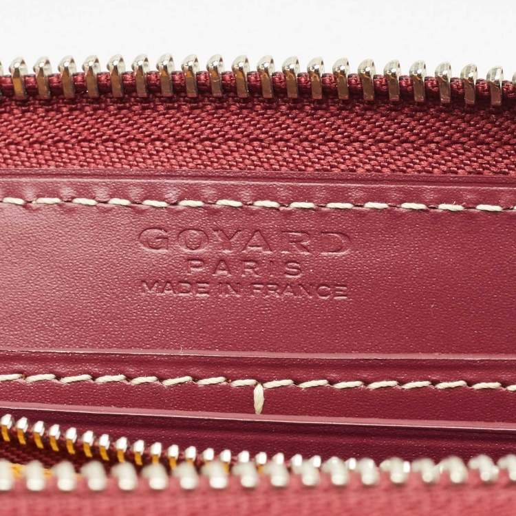 Pre Owned Goyard Burgundy Goyardine Coated Canvas Matignon GM Wallet
