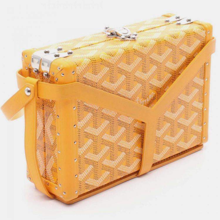 Pre Owned Goyard Minaudiere Trunk Shoulder Bag Coated Canvas And Leather Yellow Multicolor